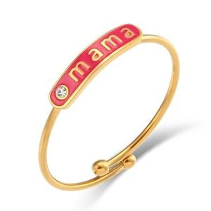 Pink Mama Adjustable Zircon Stackable Ring 18K Gold‎ Plated Stainless